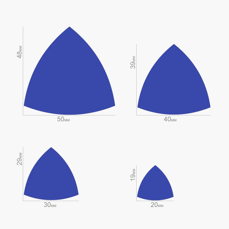 Форма и размеры набора каттеров Kit «Треугольник» дутый
